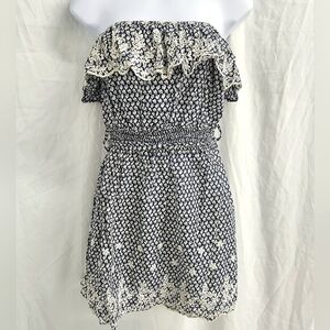 Poetry Off Shoulder Ruffled Bodice Embroidered Tunic Dress, Never Worn No Tags